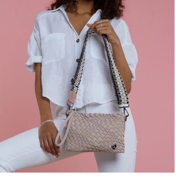 Prenelove Handbags - PRENELOVE Charlotte Woven Crossbody DUSTY PINK